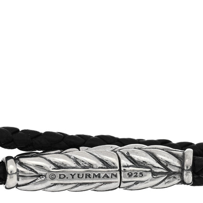 David Yurman Sterling Silver Leather Mens Chevron Triple-Wrap Bracelet Black 3 of 3