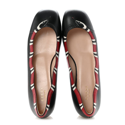 Gucci Malaga Kid Snake Ballet Flats 39 Black Hibiscus Red 4 of 18