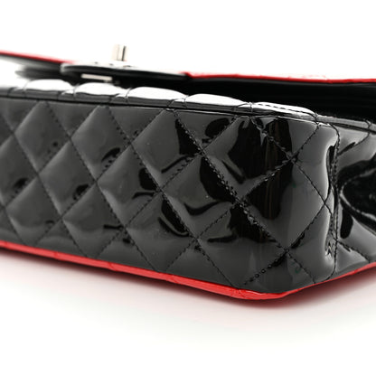 Chanel Patent Calfskin Quilted Bi-Color Medium Double Flap Black Red 10 of 11