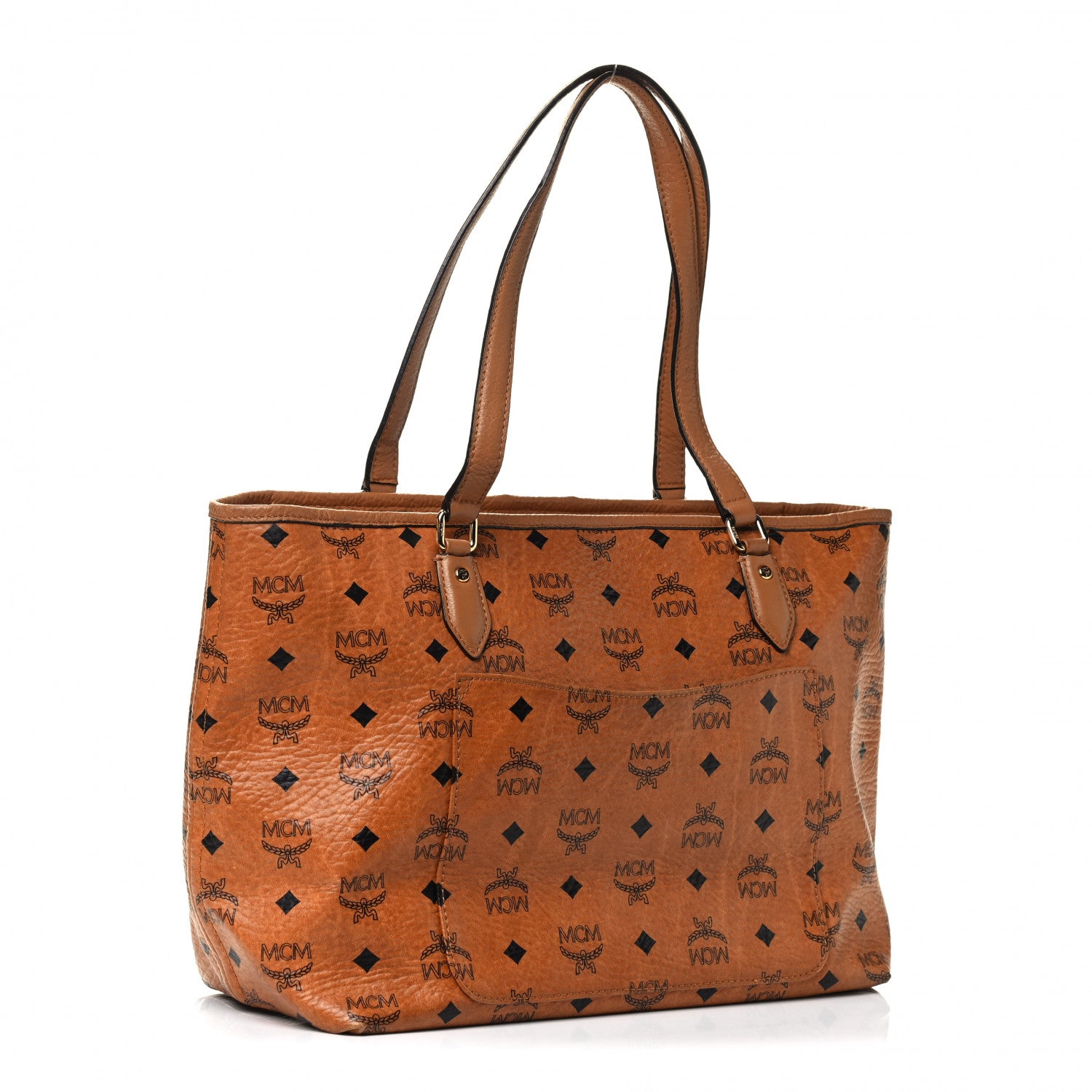 MCM Visetos Crocodile Embossed Medium Liz Shopper Tote Cognac 2 of 4