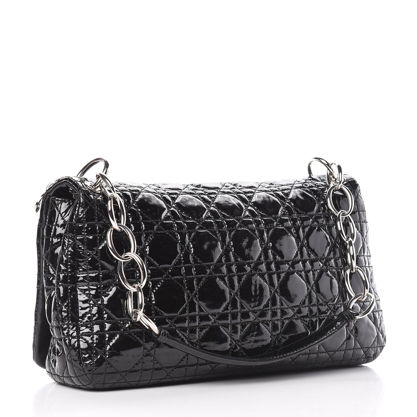 Patent Lambskin Cannage Rendezvous Flap Black
