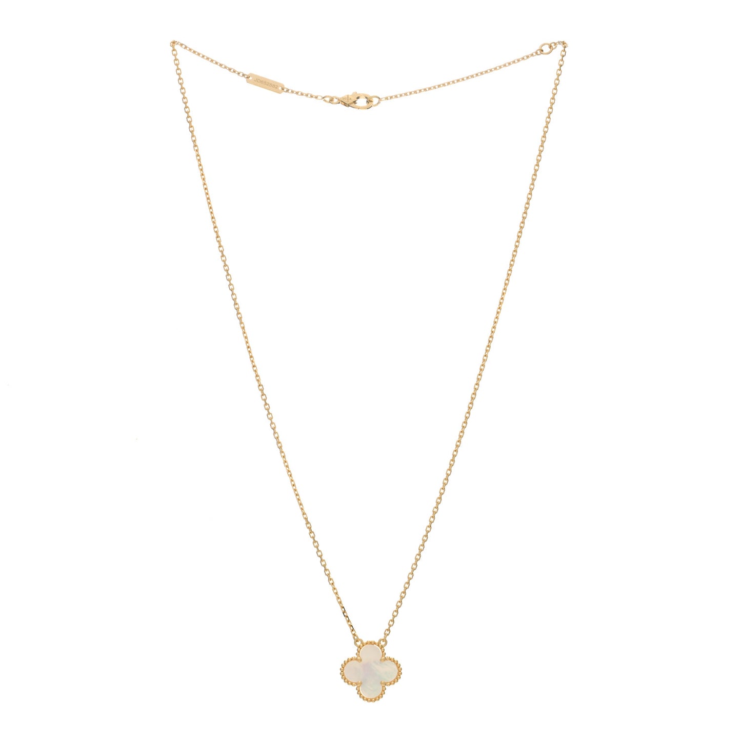 18K Yellow Gold Mother of Pearl Vintage Alhambra Pendant Necklace