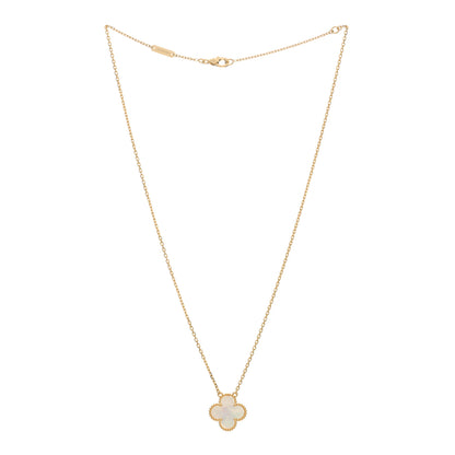 Van Cleef & Arpels 18K Yellow Gold Mother of Pearl Vintage Alhambra Pendant Necklace 1 of 3