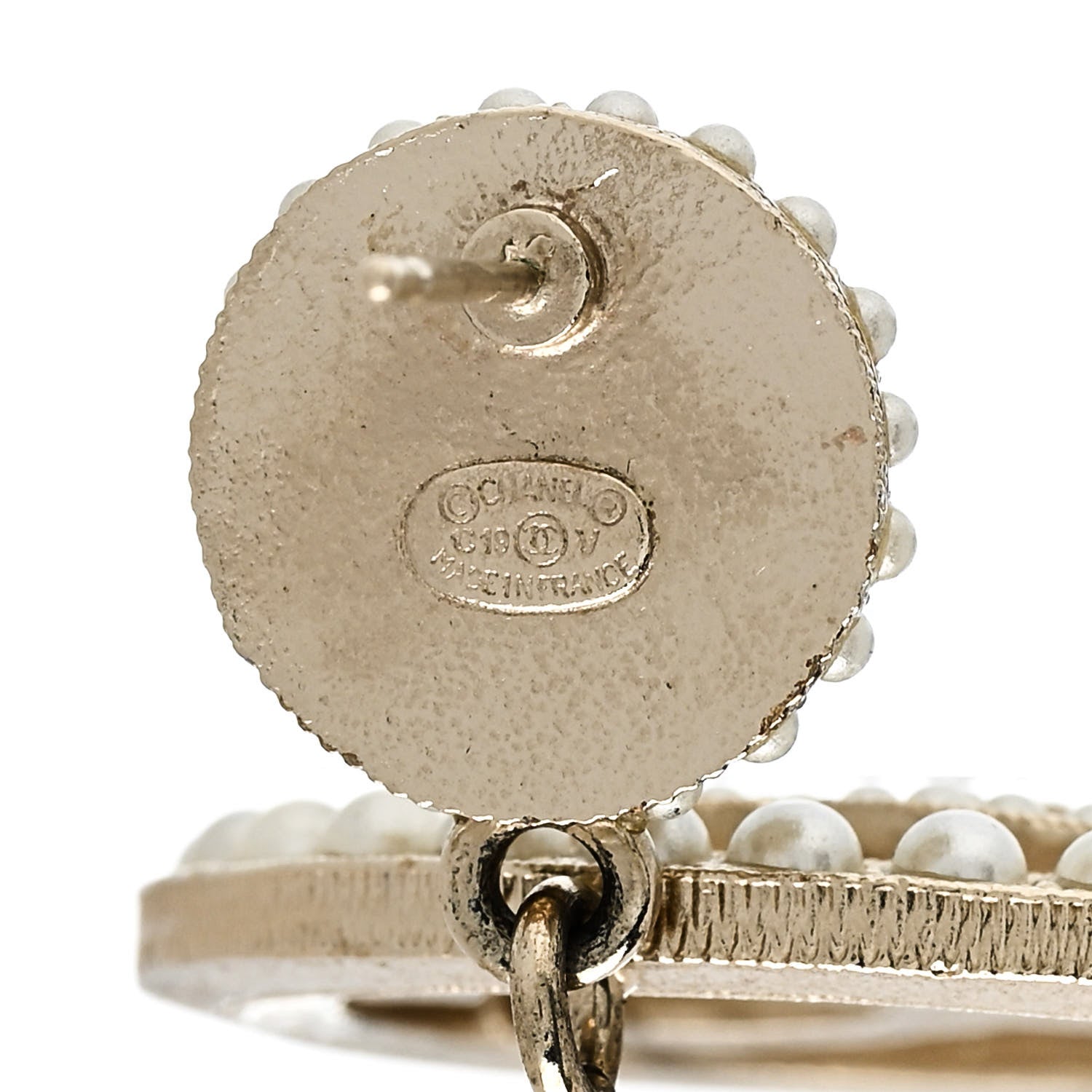 Chanel Pearl CC Drop Earrings Light Gold 4 of 5