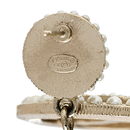Chanel Pearl CC Drop Earrings Light Gold 4 of 5