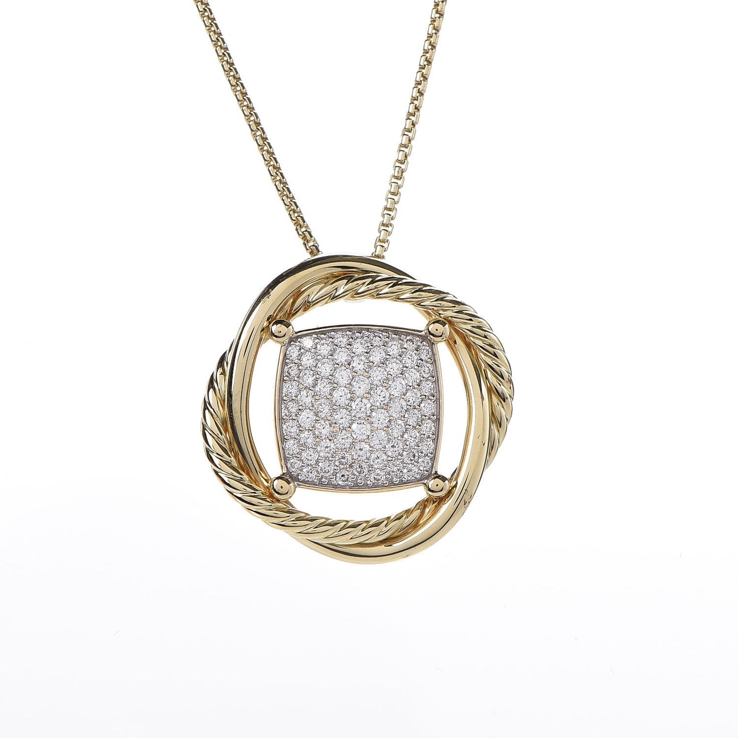 18K Yellow Gold Diamond 20mm Infinity Pendant Necklace