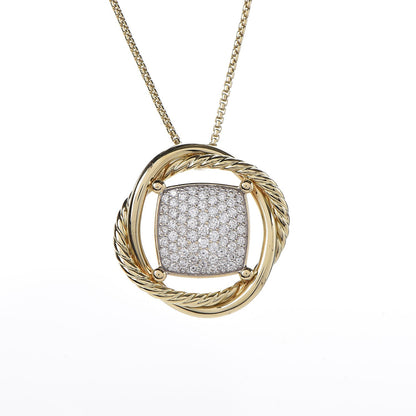 David Yurman 18K Yellow Gold Diamond 20mm Infinity Pendant Necklace 6 of 14