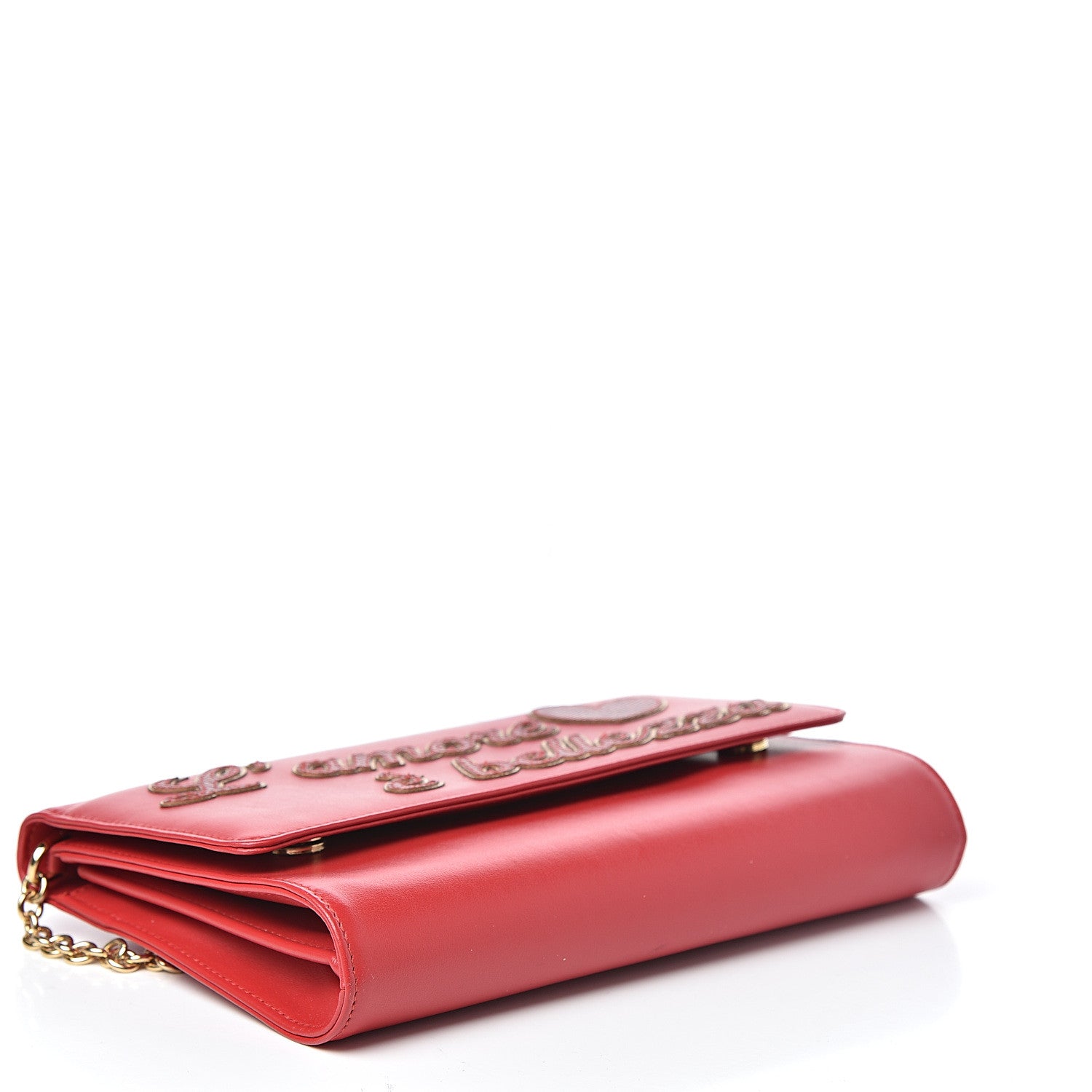 Dolce & Gabbana Vitello Embellished L'amore Wallet On Chain Rosso 4 of 11