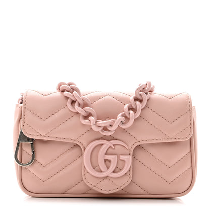 Gucci Calfskin Matelasse Monochrome GG Marmont Chain Belt Bag Perfect Pink 1 of 10