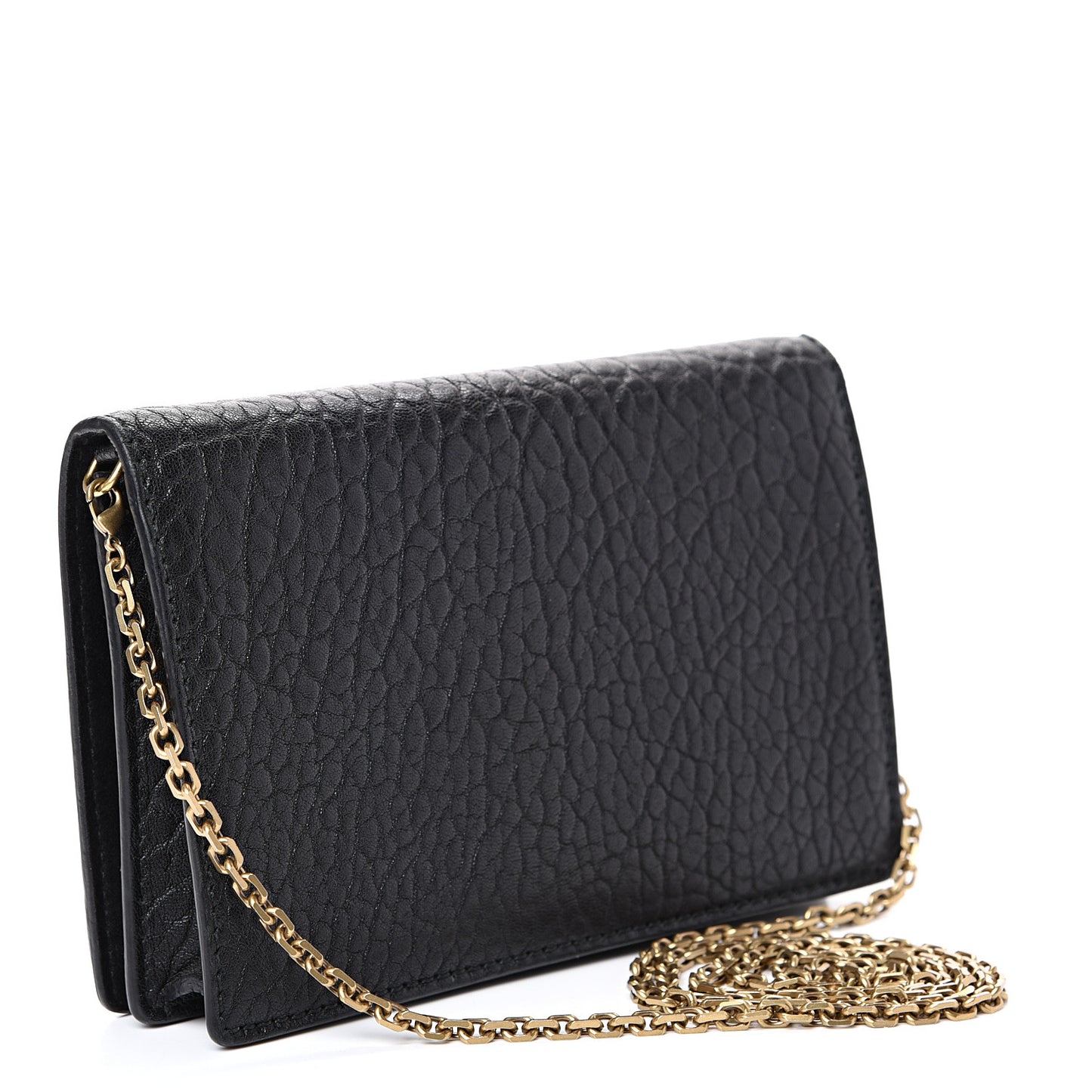 Grained Calfskin J'Adior Wallet on Chain Pouch Black