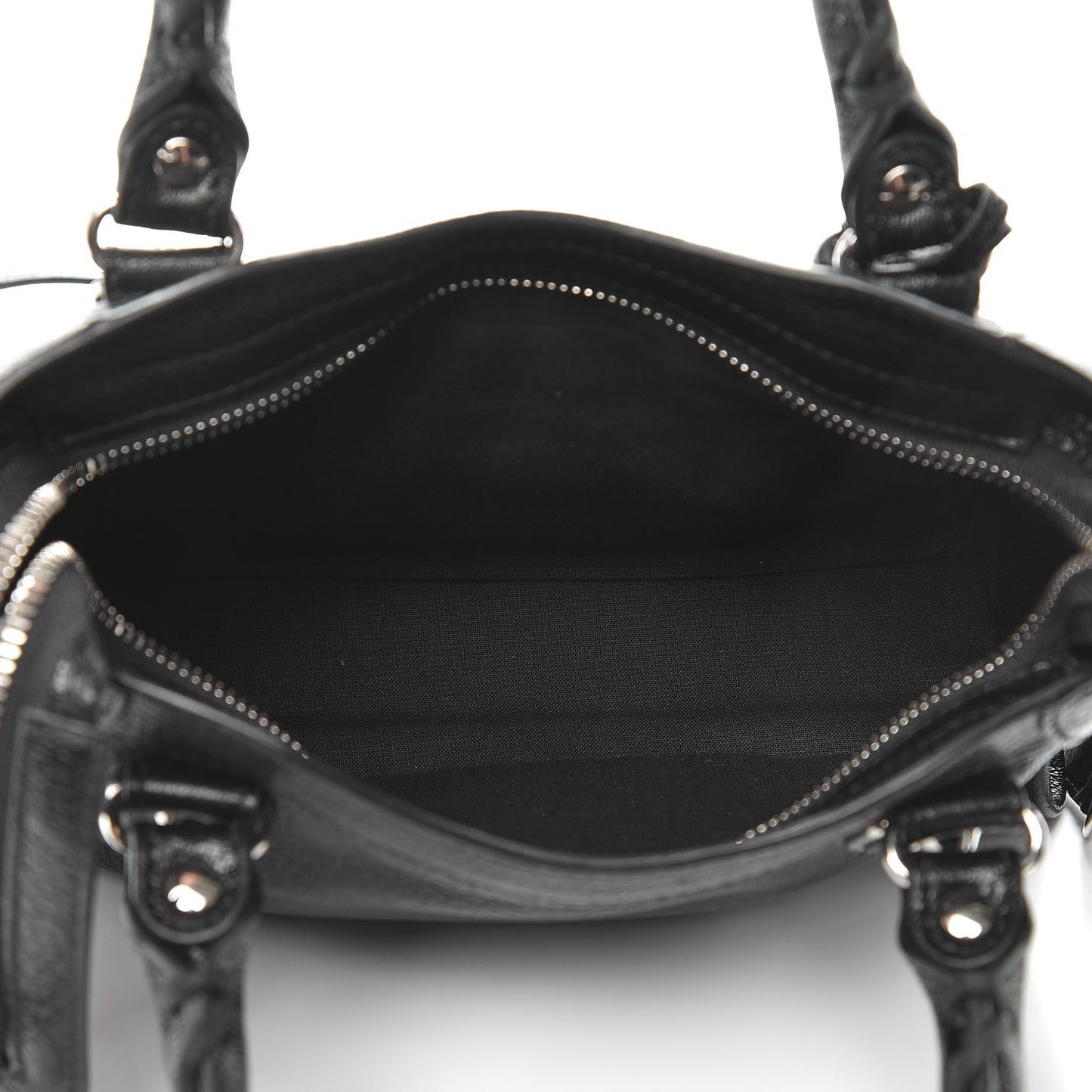 Chevre Silver Metallic Edge Hardware Mini City Black