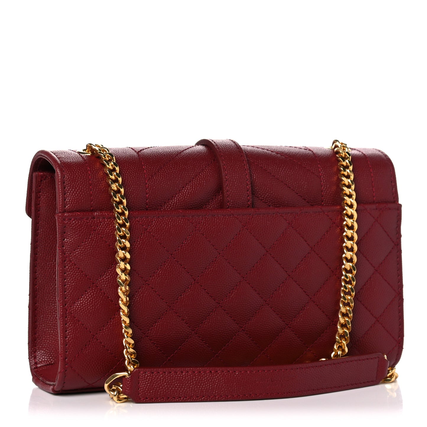 Grain De Poudre Textured Mixed Matelasse Triquilt Small Monogram Satchel Red