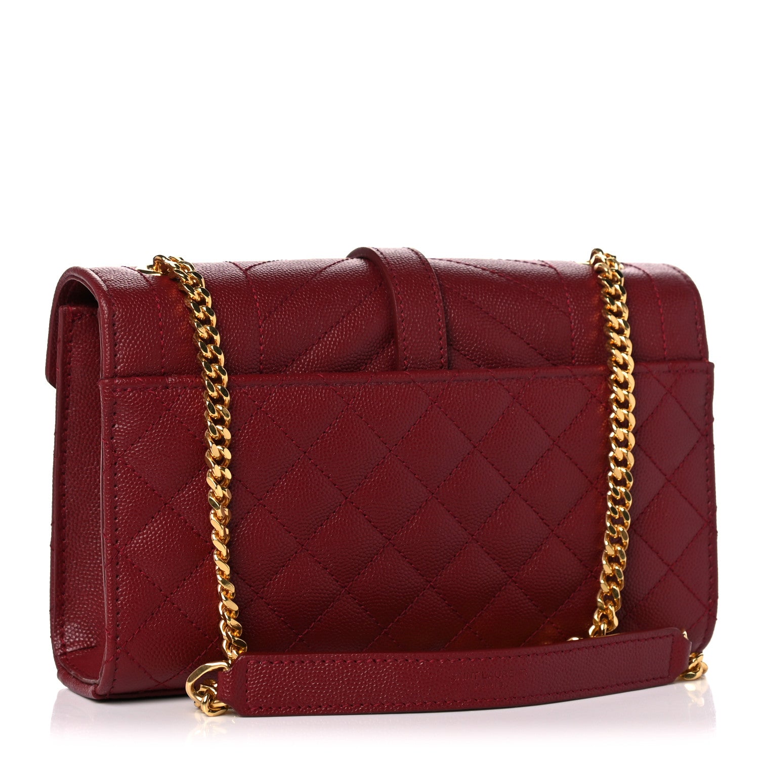 Saint Laurent Grain De Poudre Textured Mixed Matelasse Triquilt Small Monogram Satchel Red 3 of 9