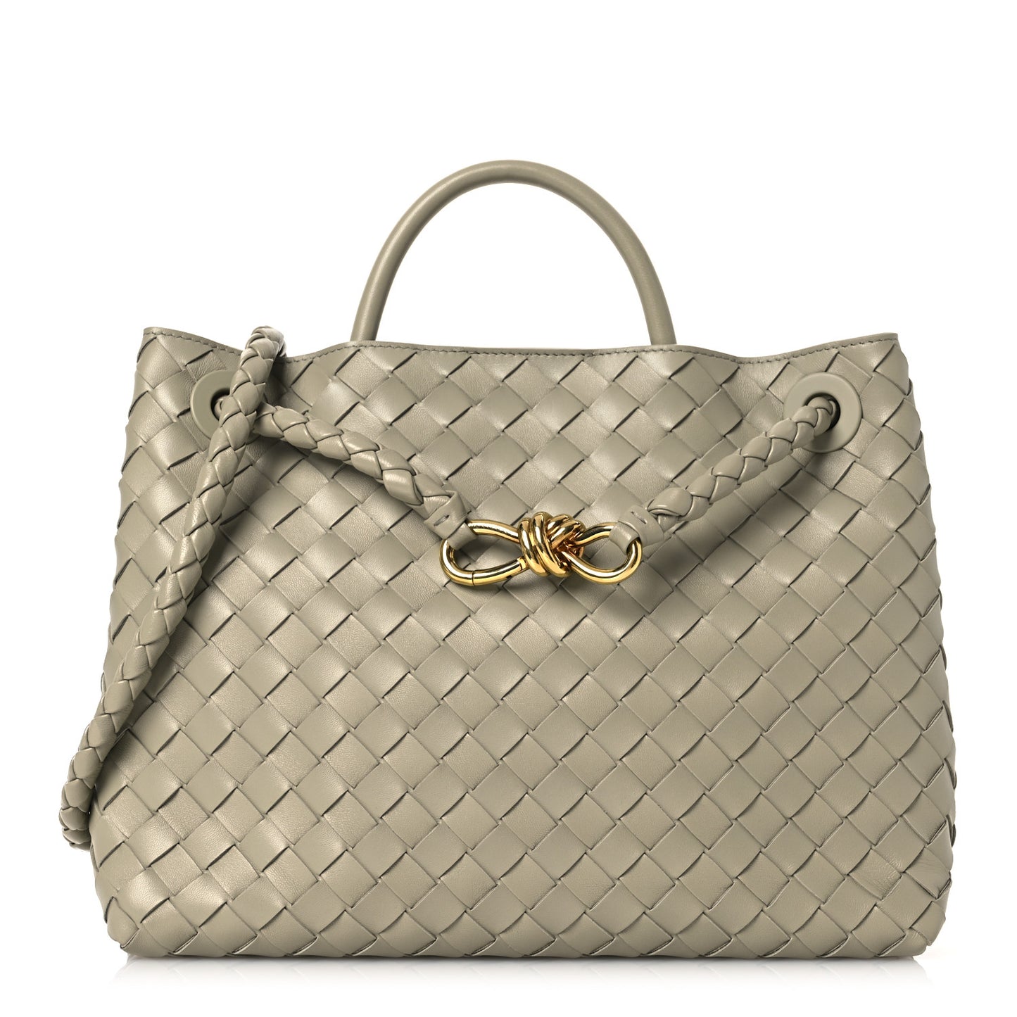Nappa Intrecciato Medium Andiamo Shoulder Bag Travertine