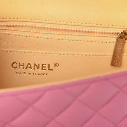Chanel Lambskin Quilted Mini Rectangular Flap Pink Yellow 6 of 10