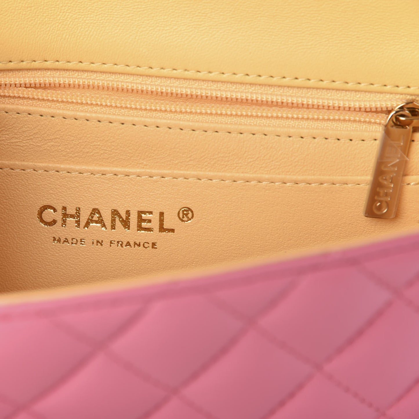 Lambskin Quilted Mini Rectangular Flap Pink Yellow