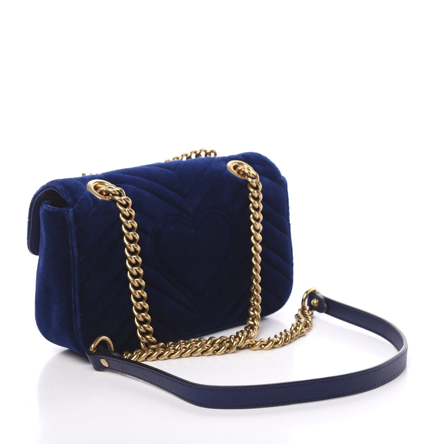 Velvet Matelasse Mini GG Marmont Shoulder Bag Cobalt Blue