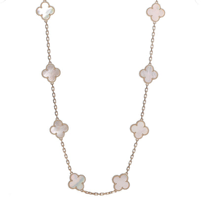 Van Cleef & Arpels 18K Yellow Gold Mother of Pearl 10 Motifs Vintage Alhambra Necklace 1 of 7