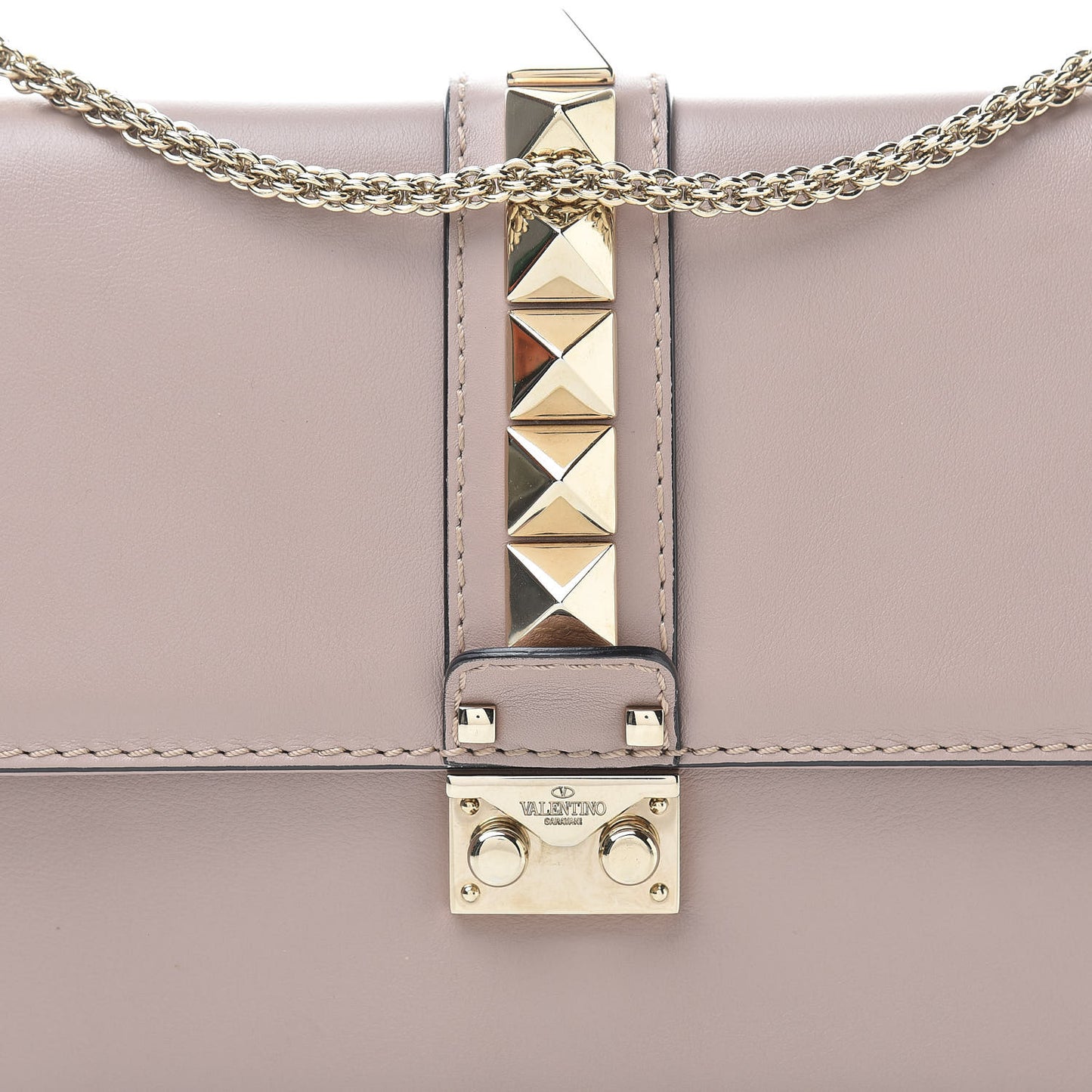 Vitello Medium Glam Lock Rockstud Flap Poudre