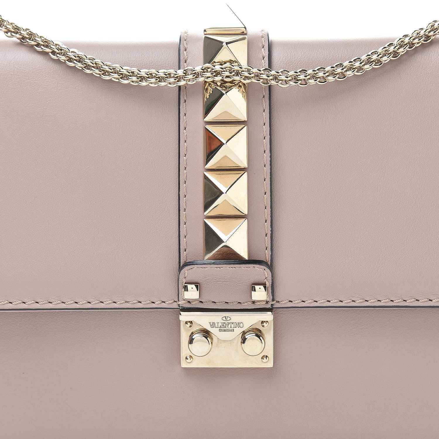 Valentino Garavani Vitello Medium Glam Lock Rockstud Flap Poudre 8 of 10