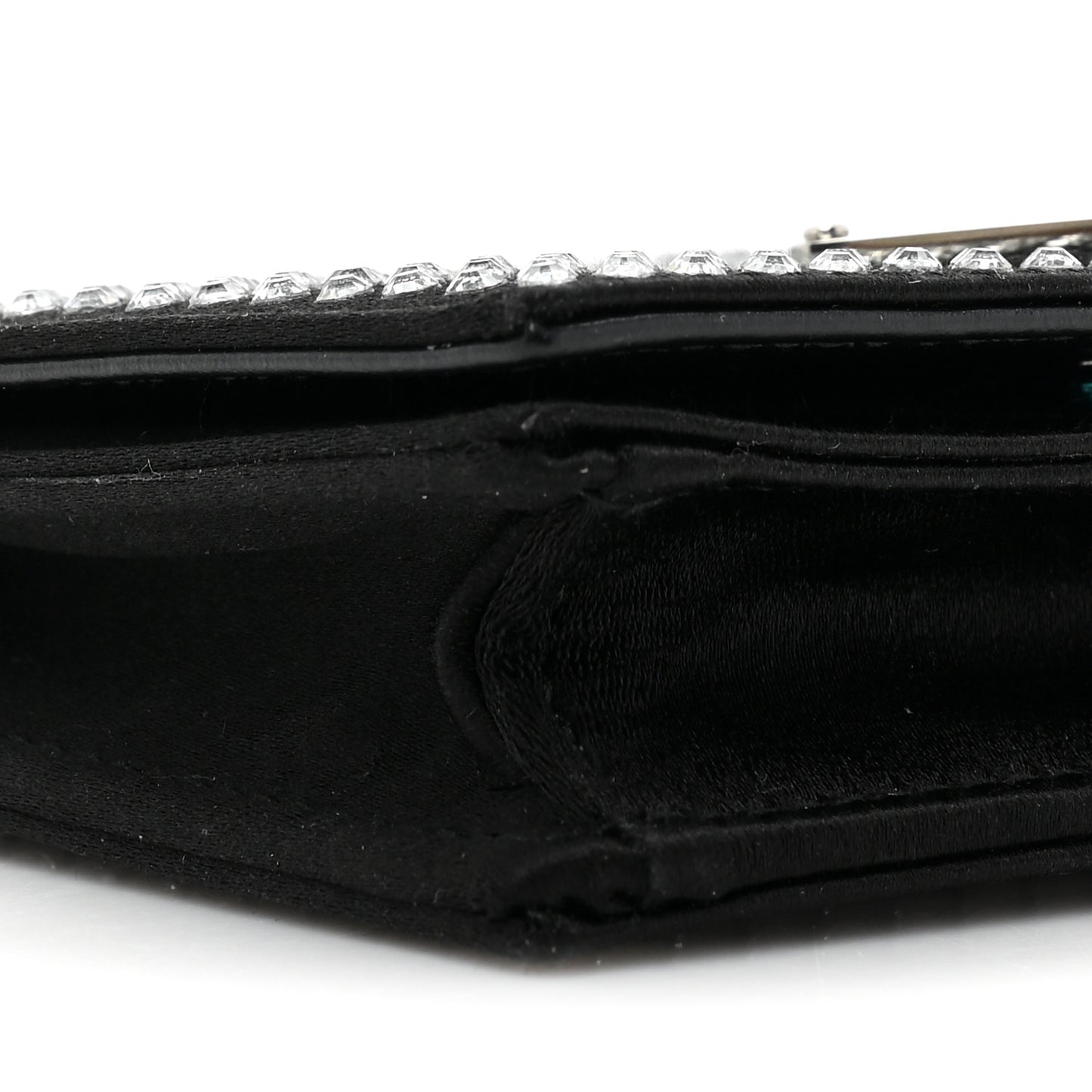 Satin Crystal Metal Triangle Logo Card Holder With Strap Cristal