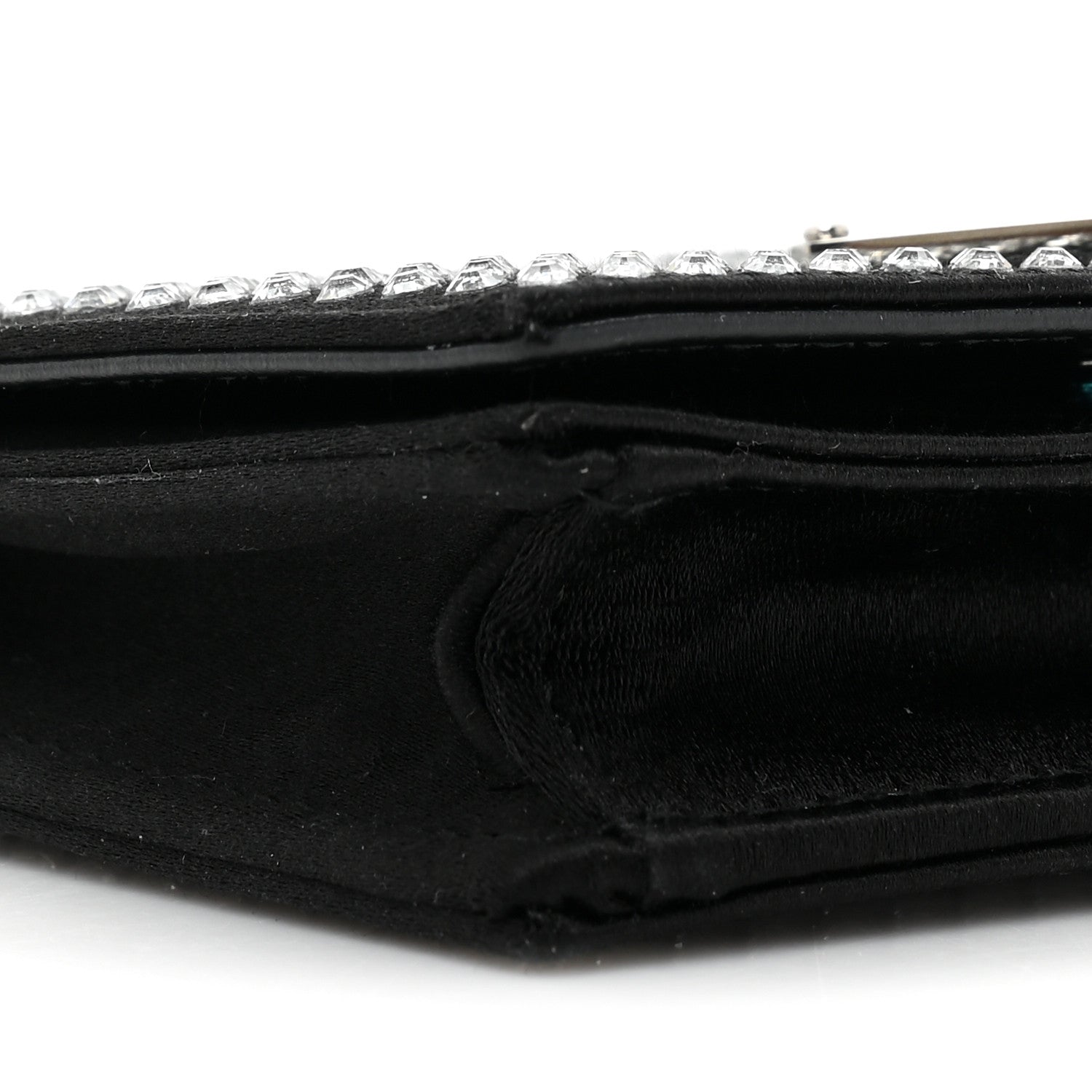 Prada Satin Crystal Metal Triangle Logo Card Holder With Strap Cristal 8 of 10