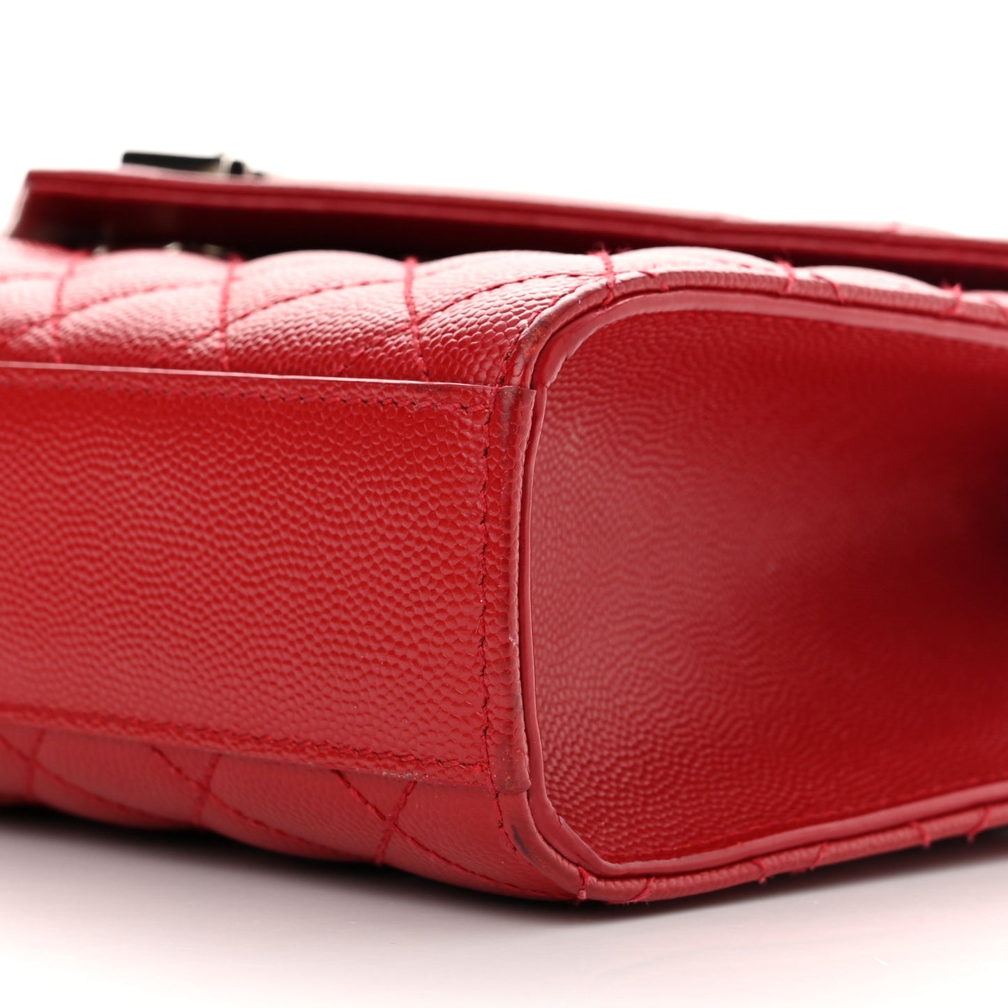 Grain De Poudre Textured Mixed Matelasse Triquilt Medium Monogram Satchel New Red