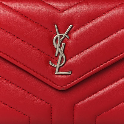 Saint Laurent Lambskin Y Quilt Monogram Large Loulou Flap Wallet Rouge Eros 9 of 11
