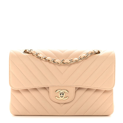 Chanel Caviar Chevron Quilted Small Double Flap Beige 1 of 11