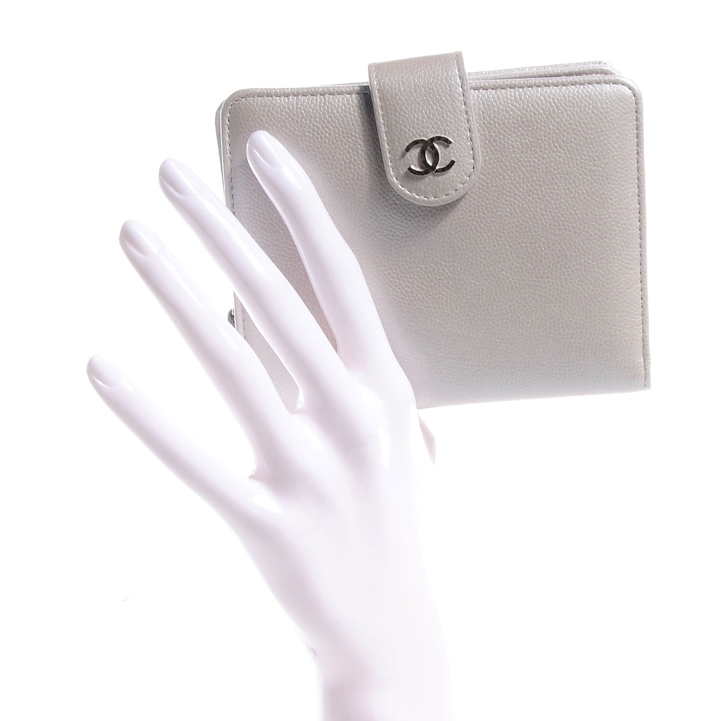 Caviar French Compact Wallet Silver