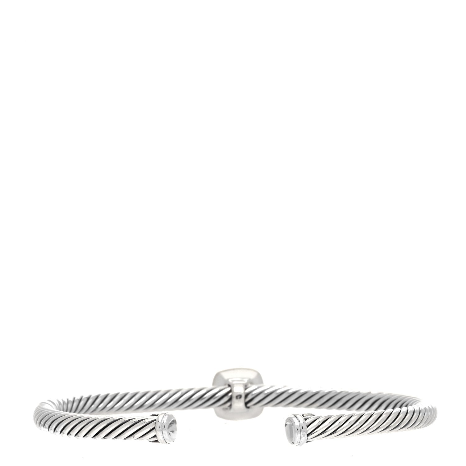 David Yurman Sterling Silver 18K Yellow Gold Diamond 4mm Cable Classics Station Bracelet 2 of 5