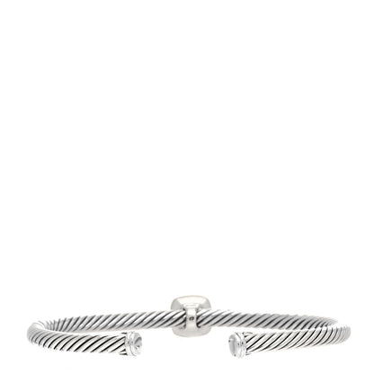 David Yurman Sterling Silver 18K Yellow Gold Diamond 4mm Cable Classics Station Bracelet 2 of 5