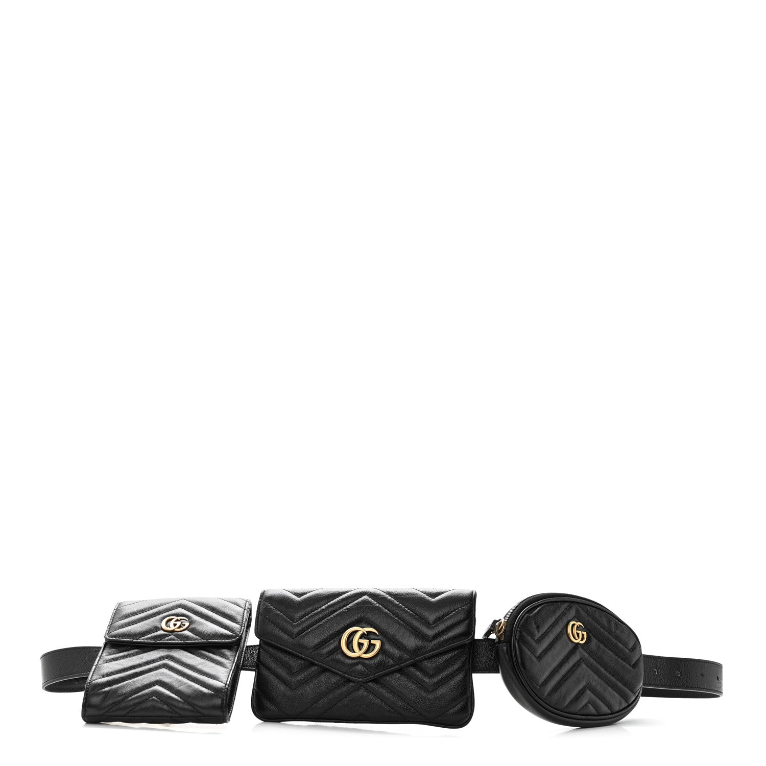 Gucci Calfskin Matelasse GG Marmont 2.0 Multi Belt Bag 85 34 Black 1 of 17