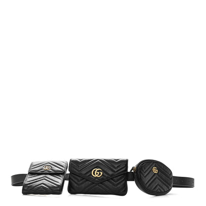 Gucci Calfskin Matelasse GG Marmont 2.0 Multi Belt Bag 85 34 Black 1 of 17