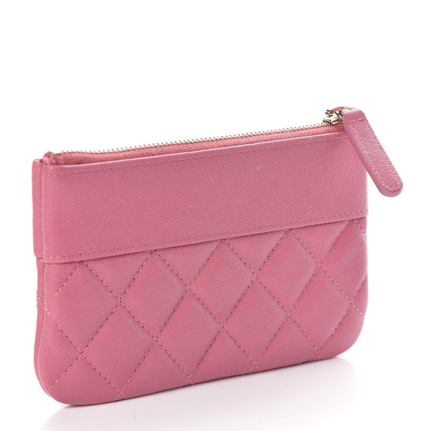 Sheepskin Quilted Small Vintage Mademoiselle Cosmetic Case Dark Pink