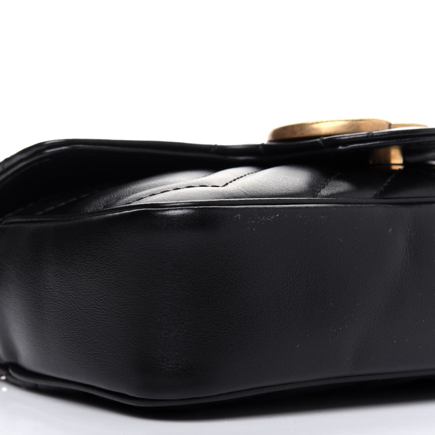 Calfskin Matelasse Super Mini GG Marmont Shoulder Bag Black