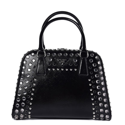 Prada Saffiano Vernice Small Crystal Pyramid Bag Black 1 of 8