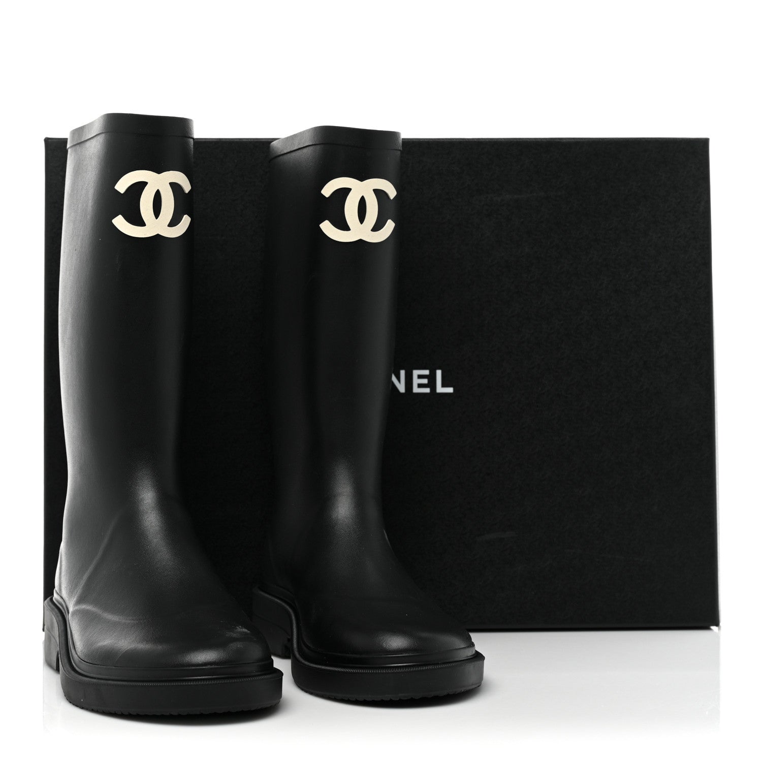Chanel Caoutchouk CC High Boots 37 Black 9 of 9