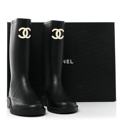 Chanel Caoutchouk CC High Boots 37 Black 9 of 9
