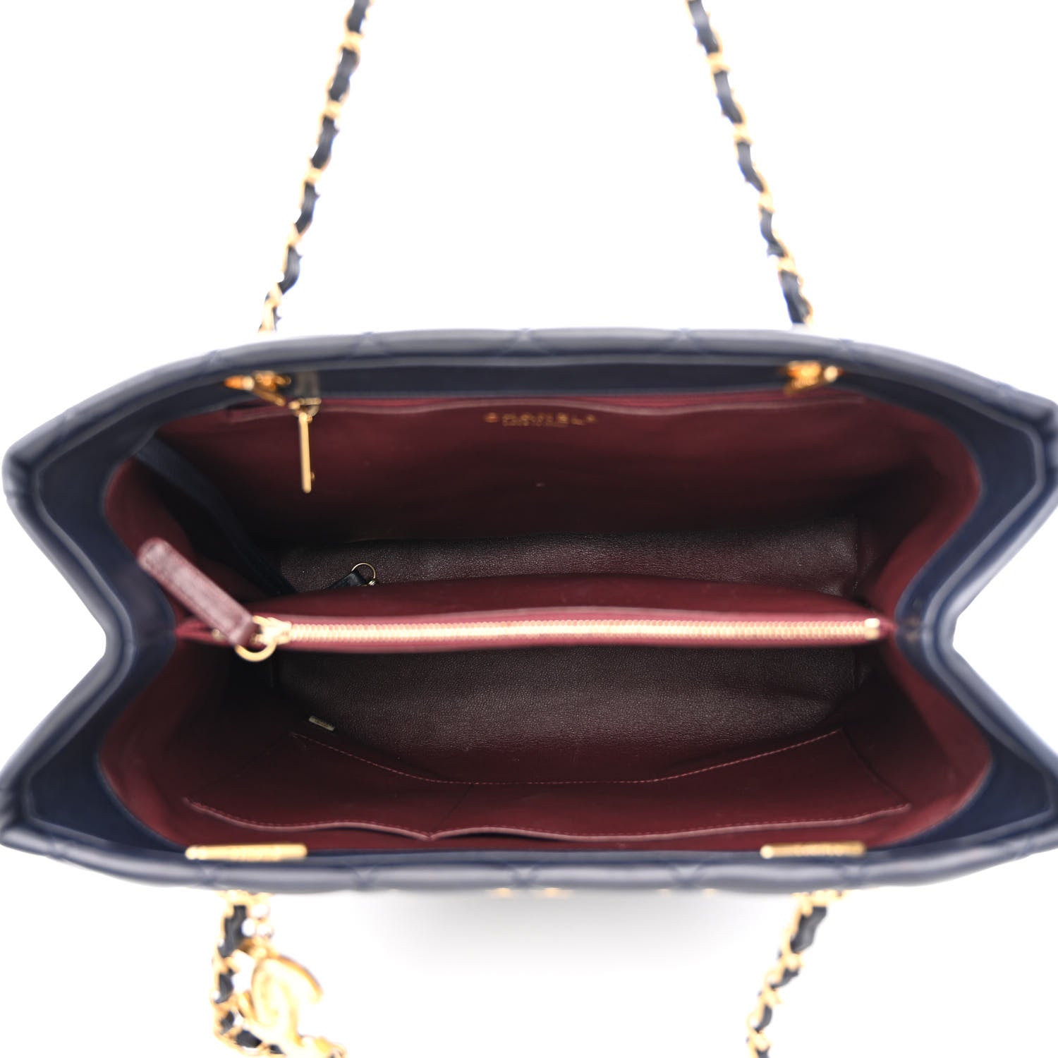 Chanel Lambskin Quilted Trendy CC Shopping Tote Navy 5 of 10