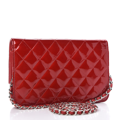 Chanel Patent Quilted Brilliant Wallet On Chain WOC Red 3 of 10