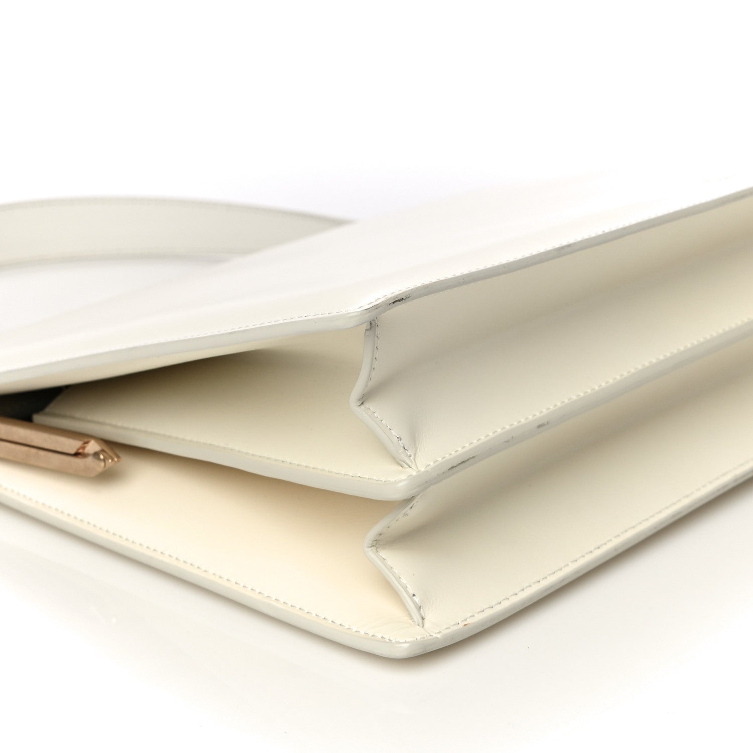 Celine Patina Box Calfskin Medium Clasp Bag White 8 of 10