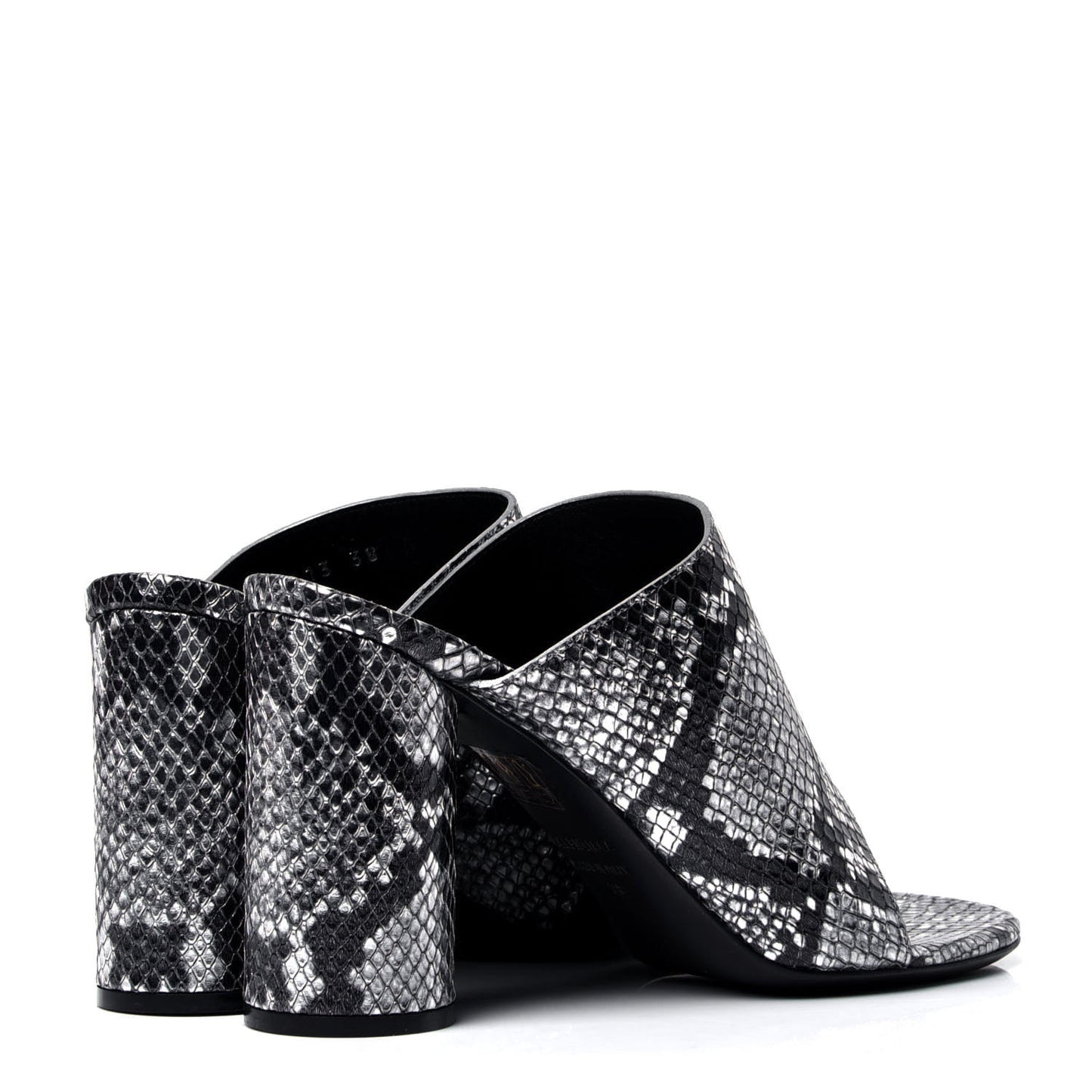 Kidskin Snake Effect Oval 90mm Mule Pump 38 Silver
