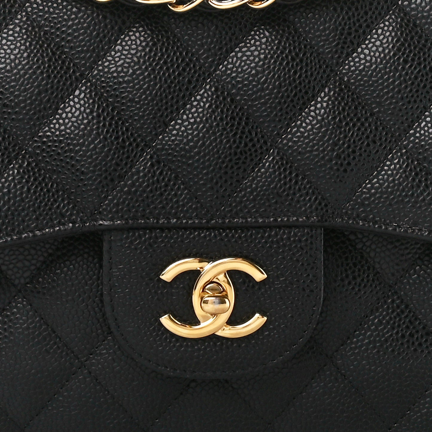 Caviar Quilted Jumbo Double Flap Black