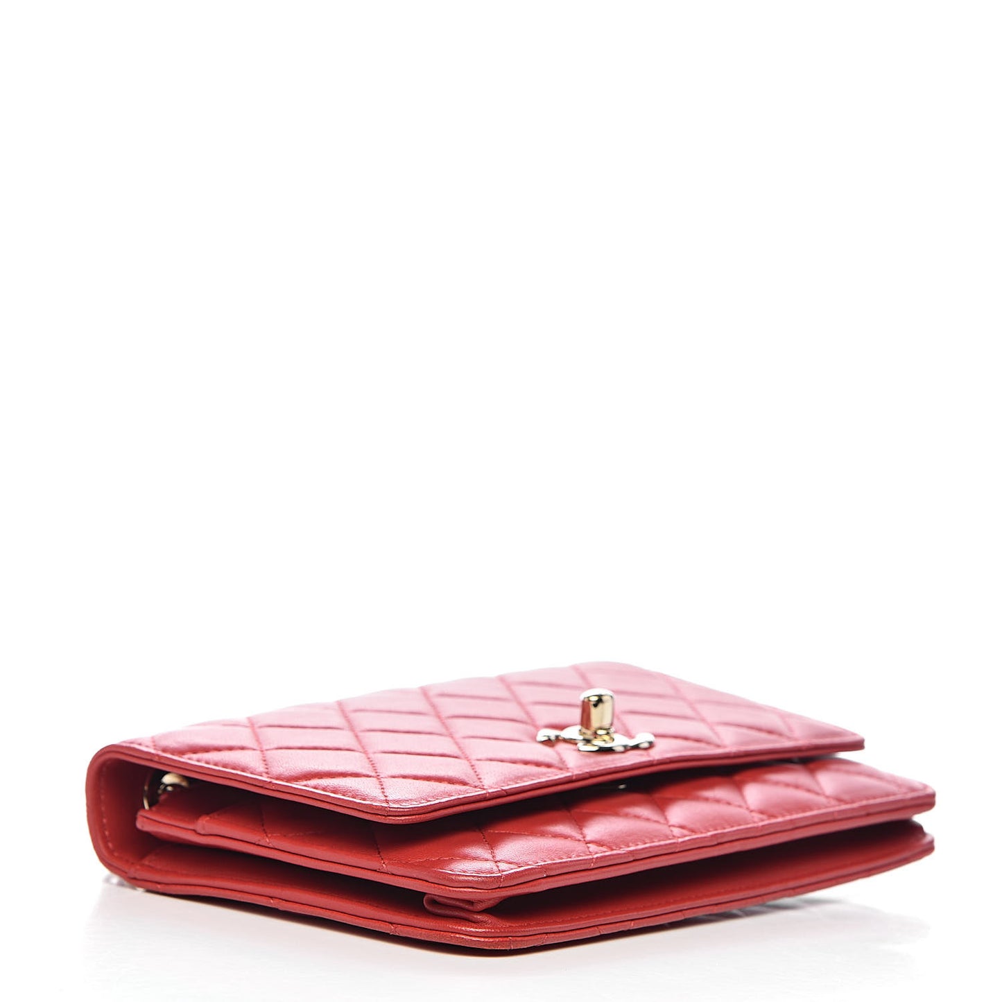 Lambskin Quilted Trendy CC Wallet On Chain WOC Red