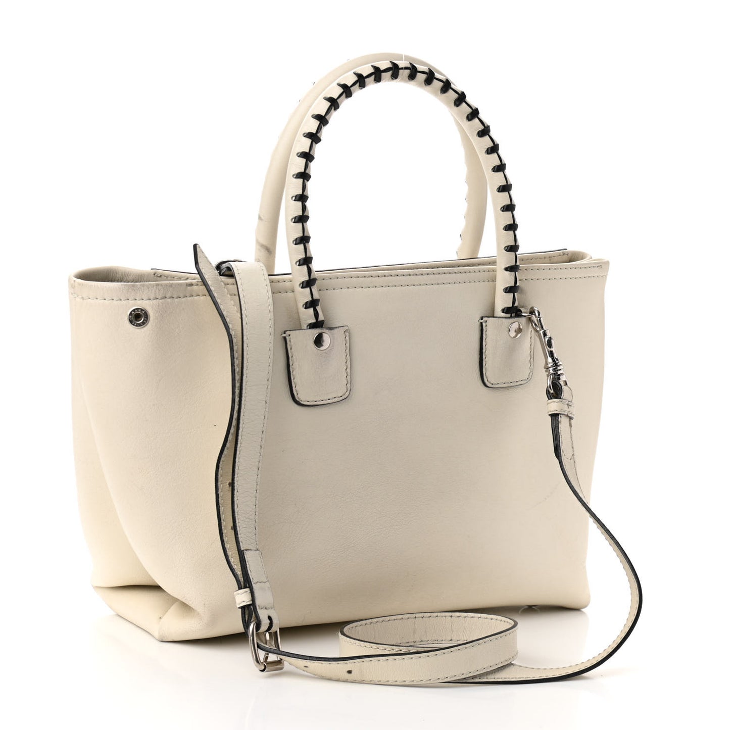 Calfskin Whipstitch Folk Tote White