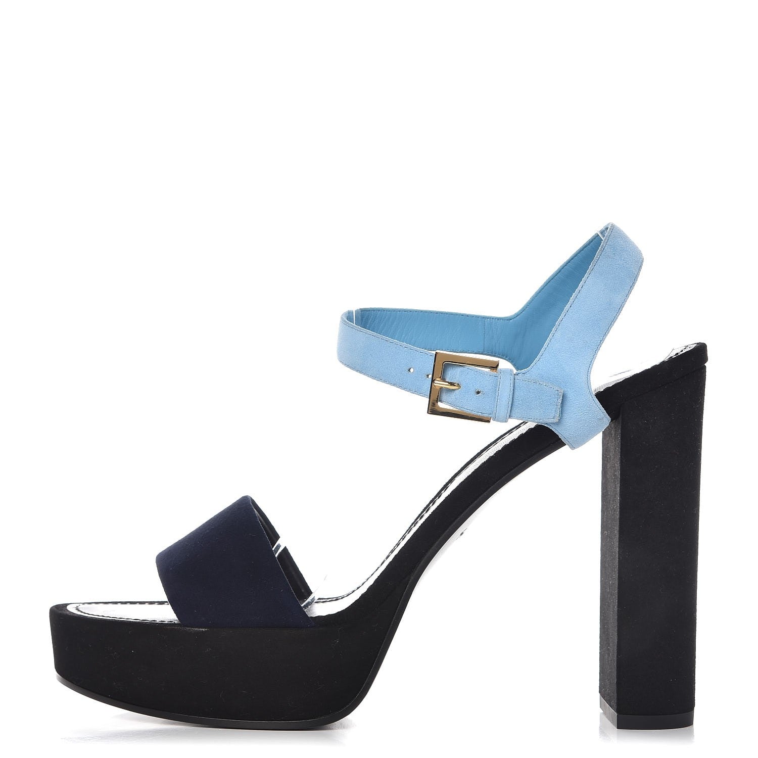 Louis Vuitton Suede Baby Goat Flamingo Sandals 41 Black Blue 1 of 9