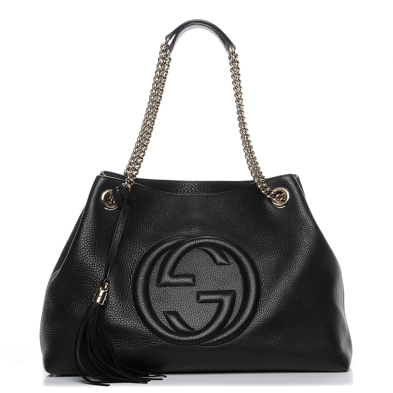 Gucci Pebbled Calfskin Medium Soho Chain Shoulder Bag Black 1 of 7