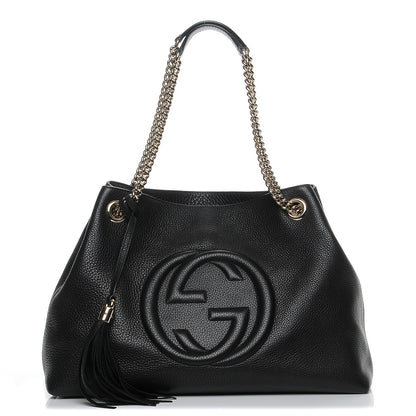 Gucci Pebbled Calfskin Medium Soho Chain Shoulder Bag Black 1 of 7