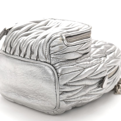 Miu Miu Metallic Nappa Matelasse Lux Mini Backpack Cromo 11 of 13
